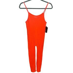Neon Orange One Size Jumpsuit New w/ Tags Stretch Material